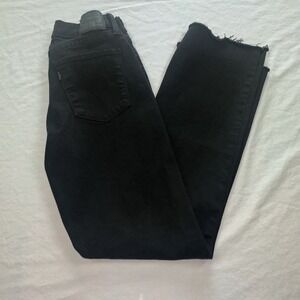 Levis Bootcut Jeans Womens Size‎ 2 Black Straight Distressed Denim Raw Hem NWOT